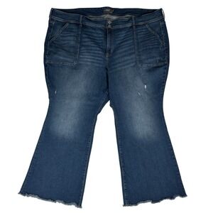 Torrid Mid Rise Flare Jeans Womens 30S Raw Hem Distressed Stretch